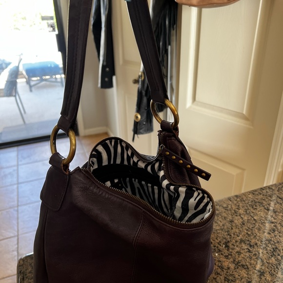 Ladies purse in Eggplant leather - Picture 2 of 4